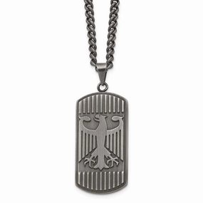 Stainless Steel Antiqued Brushed Eagle Necklace