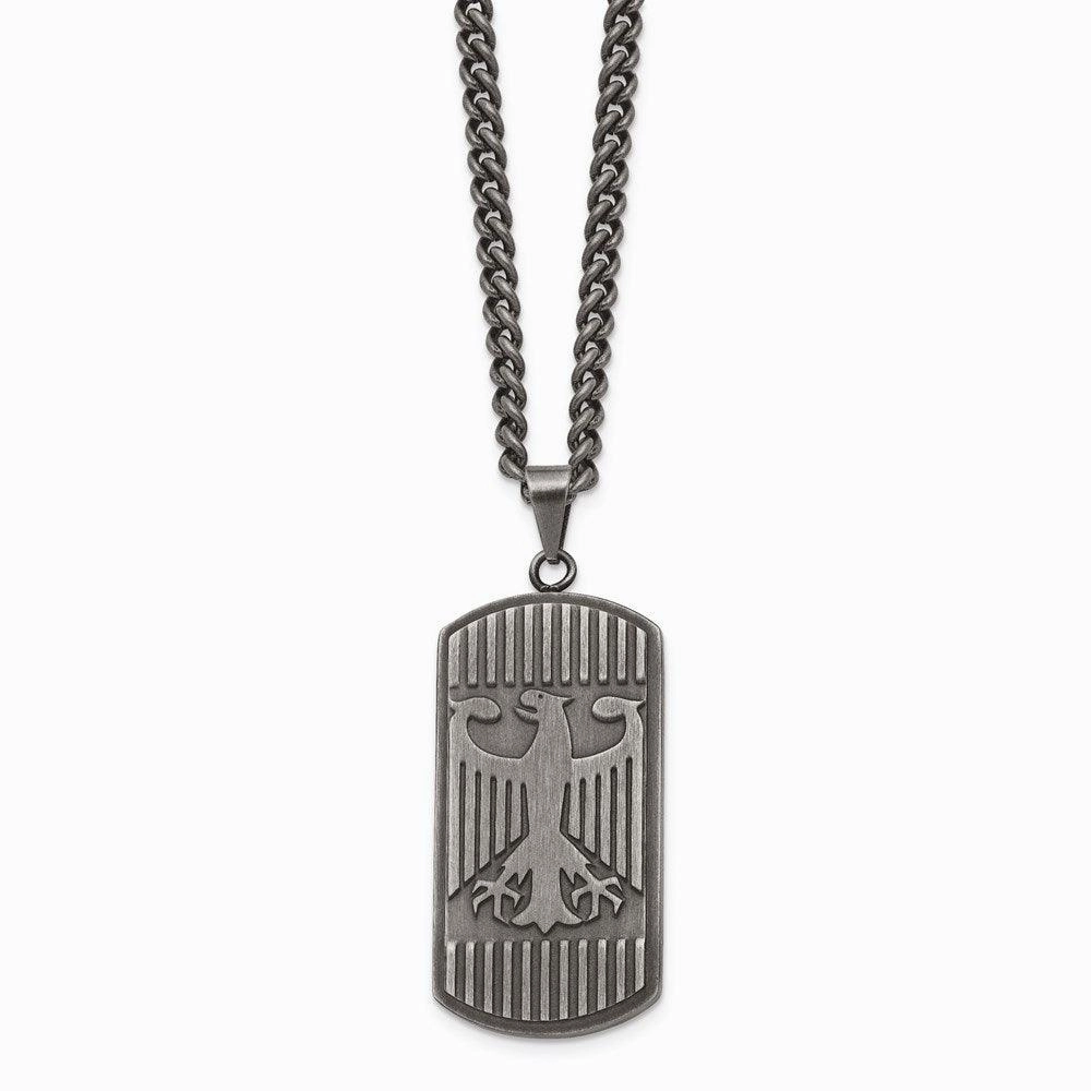 Stainless Steel Antiqued Brushed Eagle Necklace