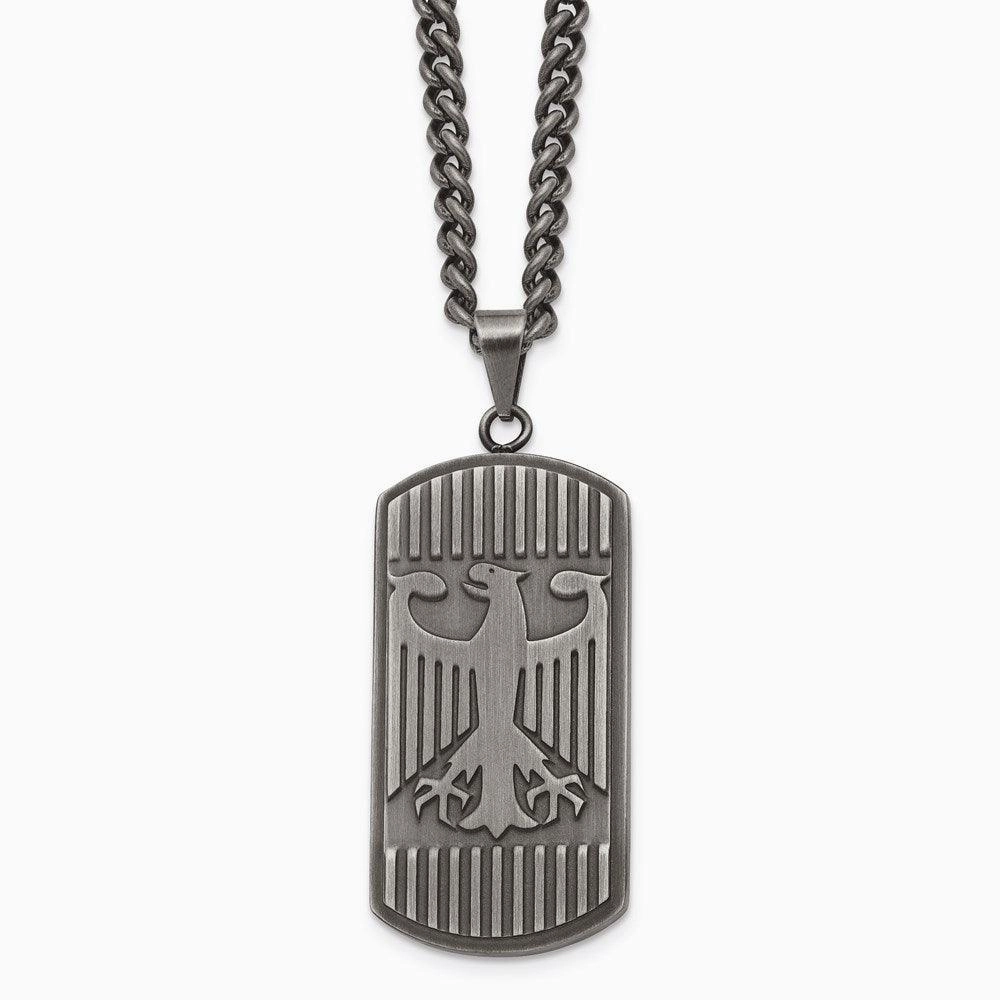 Stainless Steel Antiqued Brushed Eagle Necklace