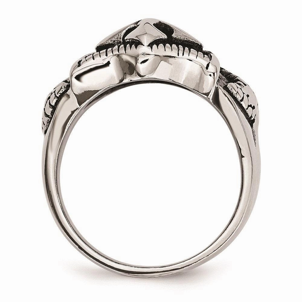 Stainless Steel Antiqued Shield Ring