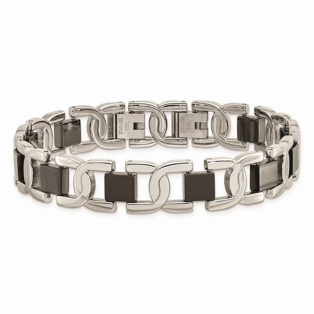 Stainless Steel Black IP-plated 8in Bracelet