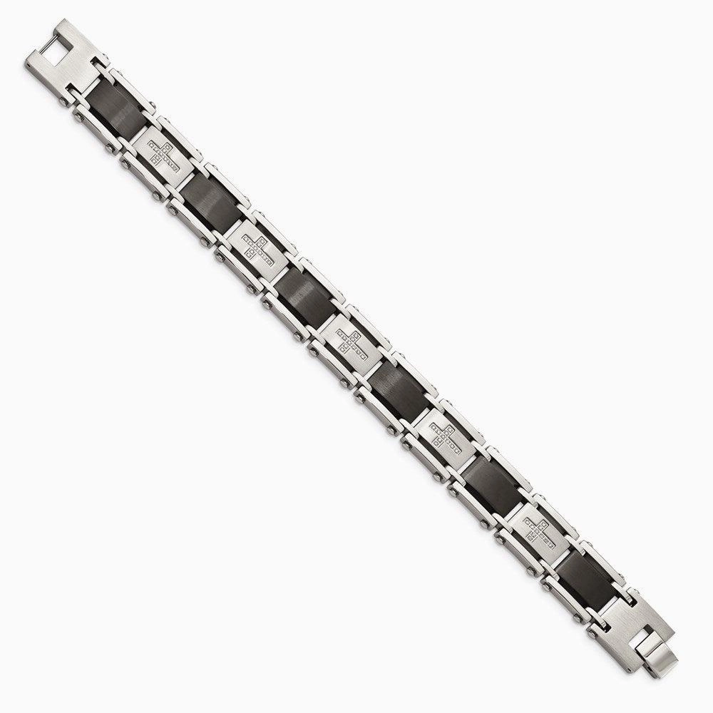Stainless Steel Black IP-plated & 1/4ct. Diamond 8.75in Bracelet