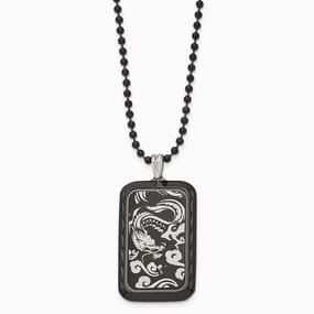 Stainless Steel Black IP-plated with Dragon Dog Tag Necklace