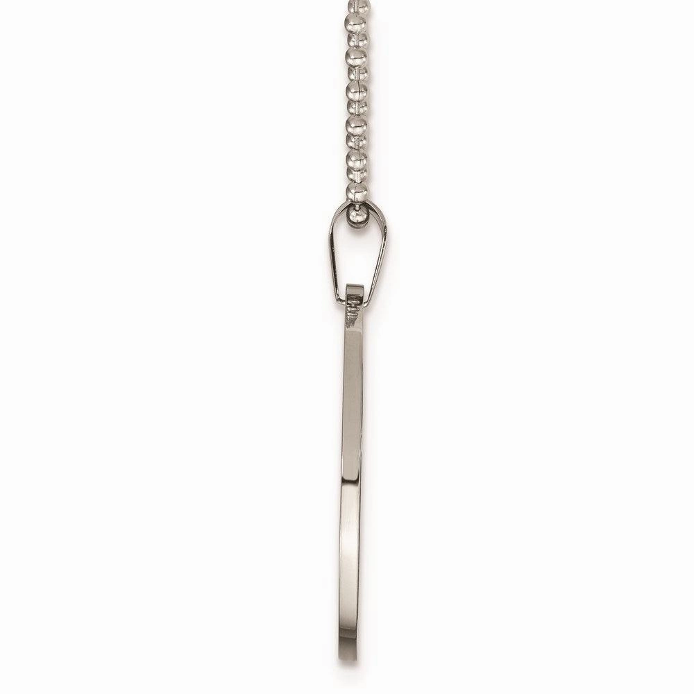 Stainless Steel Brushed & Polished Circle 2mm Thick Dog Tag Necklace