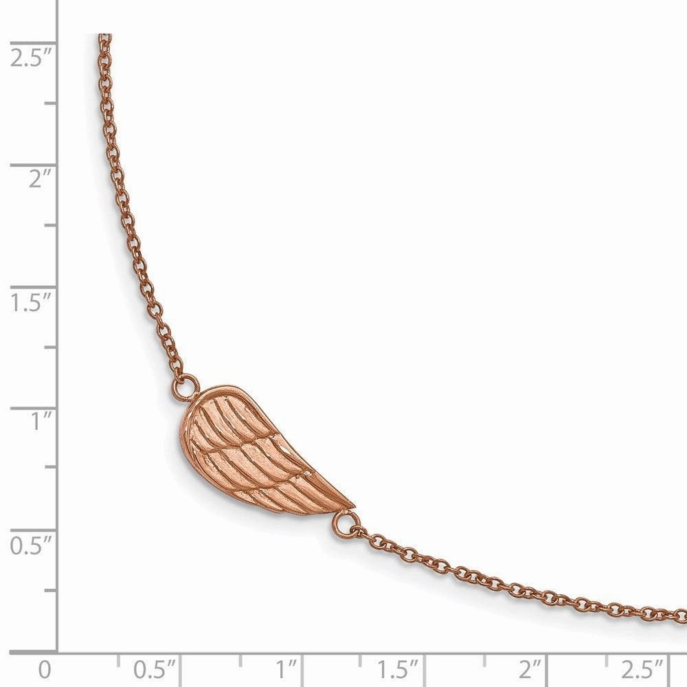 Stainless Steel Brushed & Polished Rose IP w/1.25in ext Angel Wing Bracele