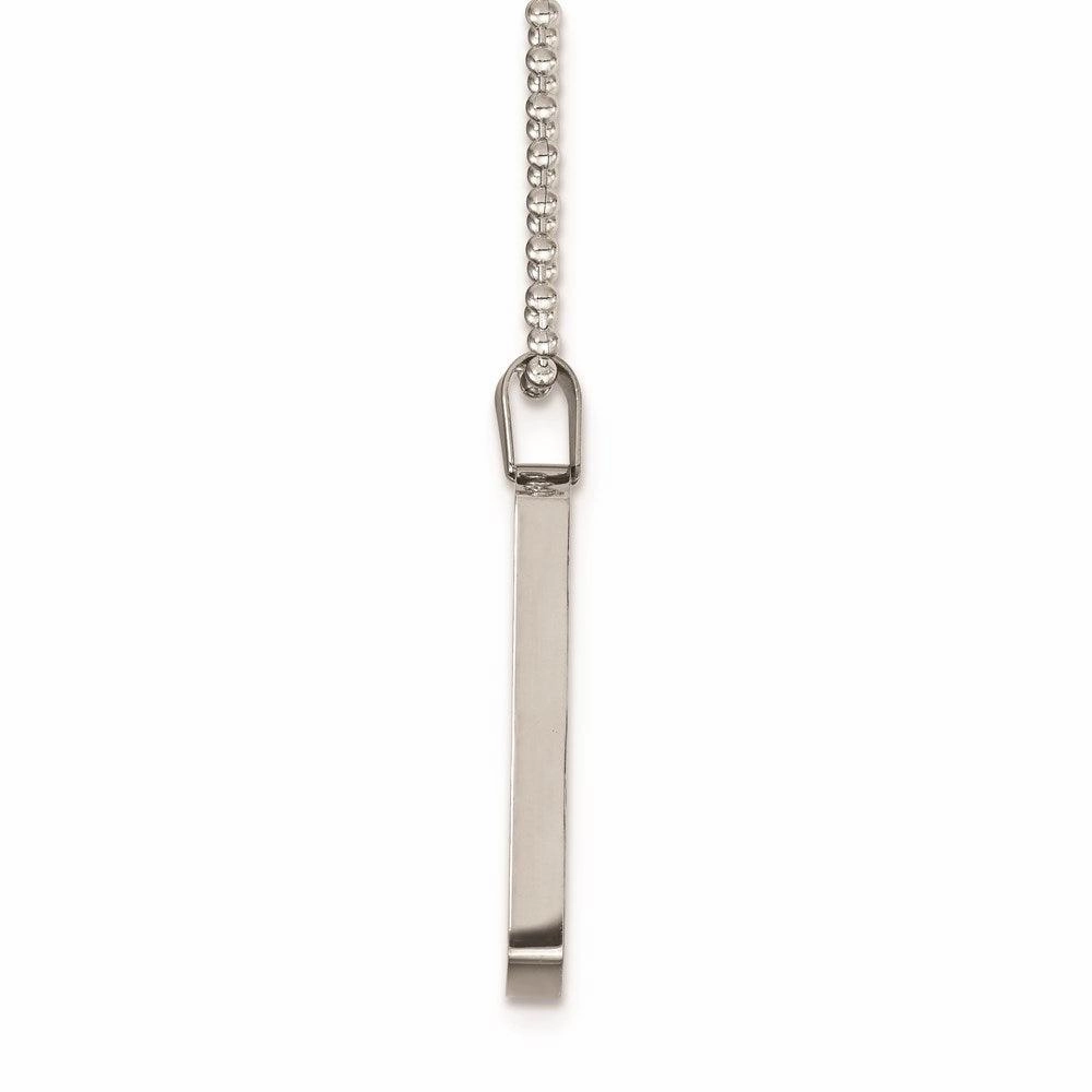 Stainless Steel Brushed & Polished Rounded Edge 4mm Thick Dog Tag Necklace