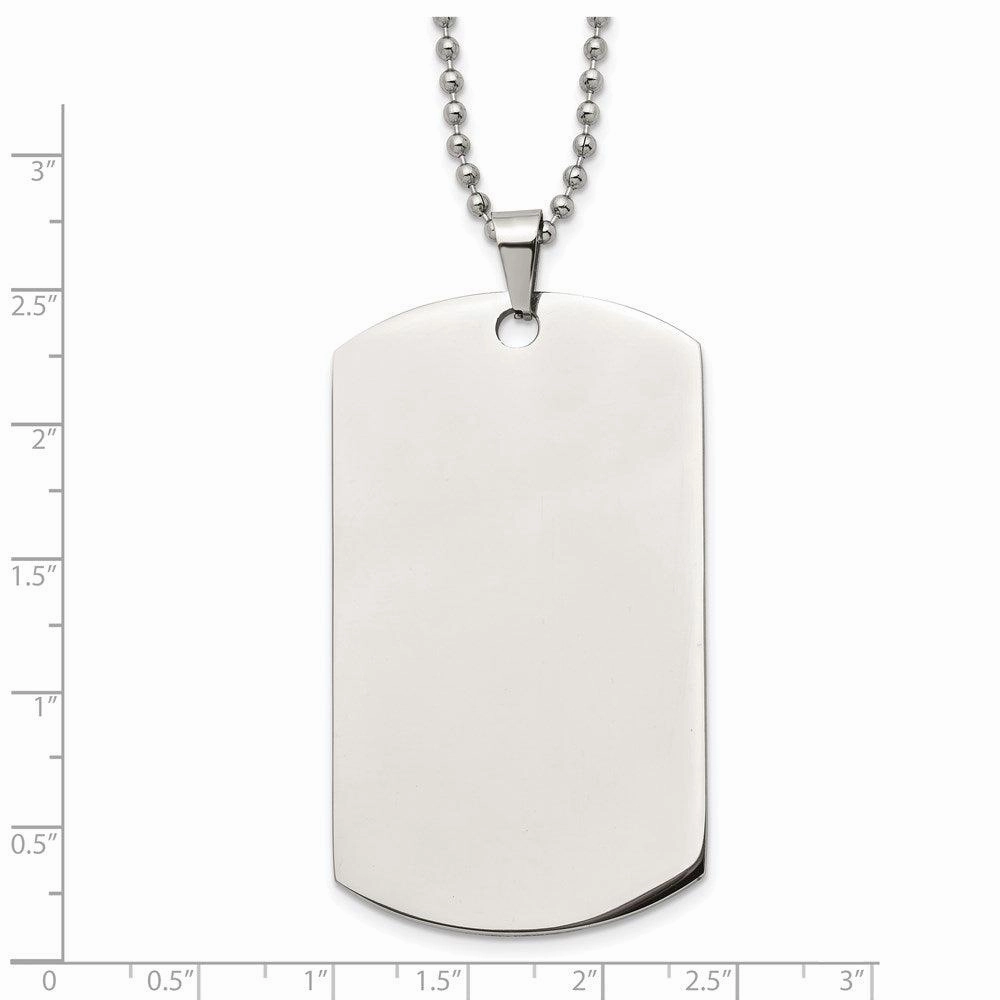Stainless Steel Brushed & Polished Rounded Edge XLarge 2mm Dog Tag Necklace