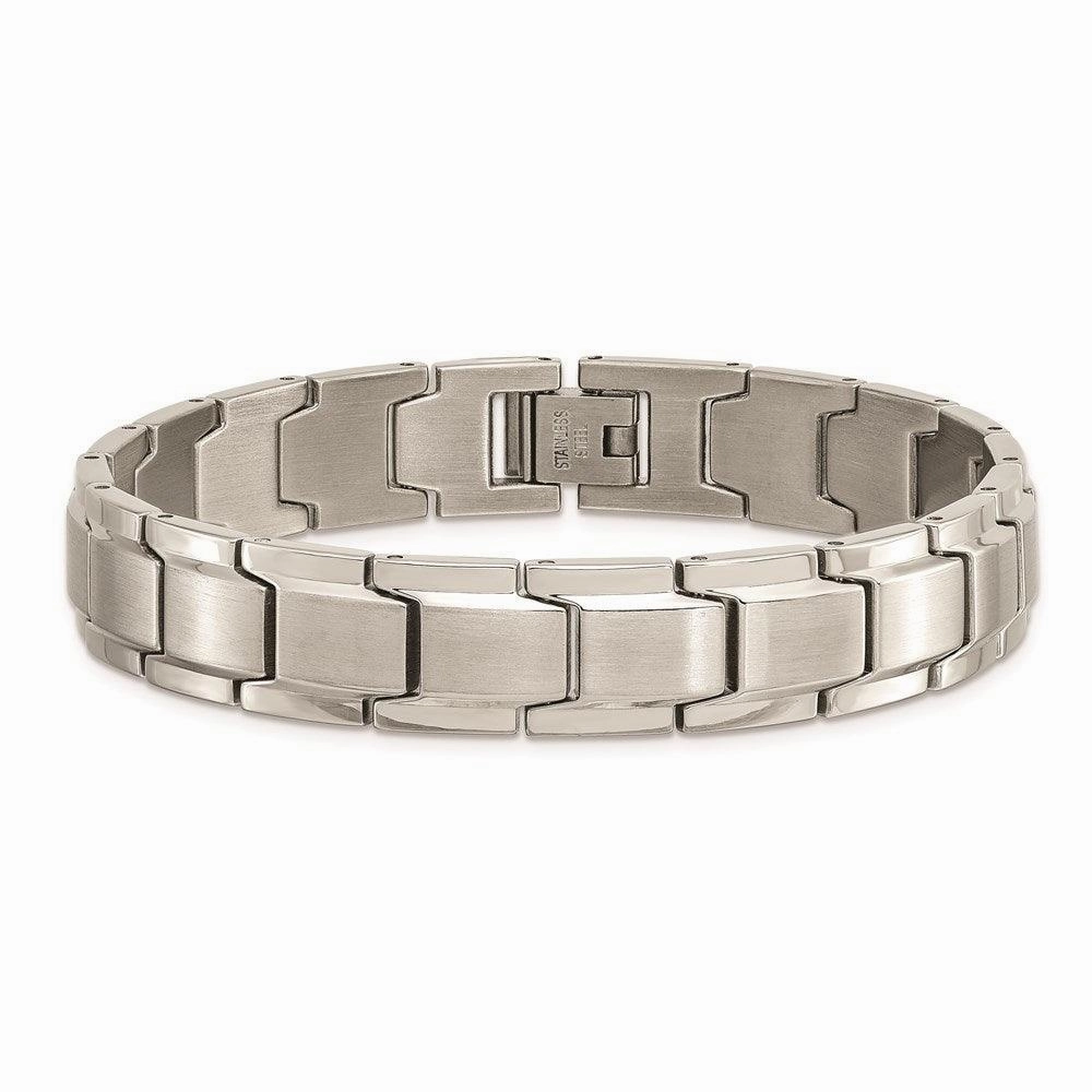 Stainless Steel Brushed and Polished 8.25in Link Bracelet