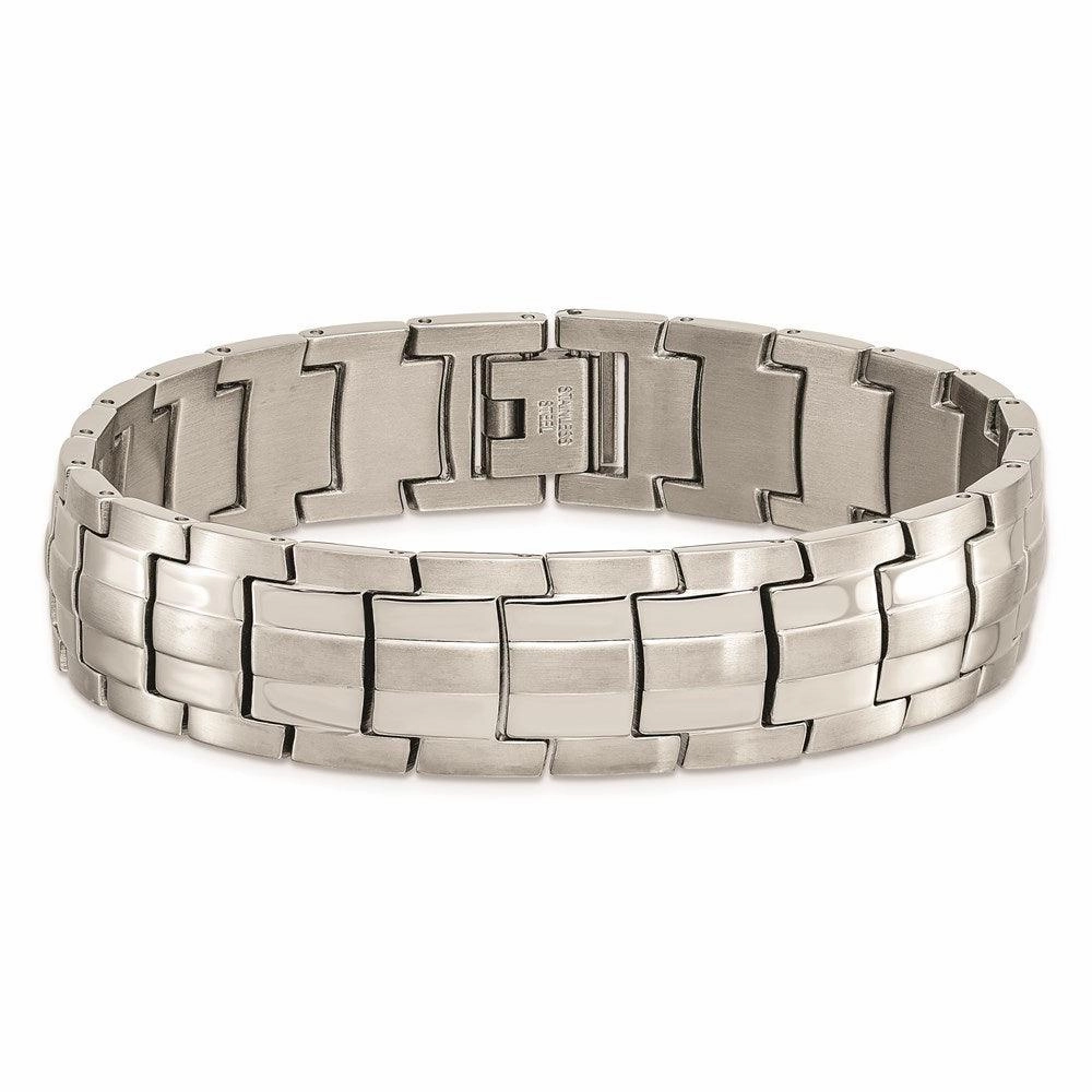 Stainless Steel Brushed and Polished 8.5in Link Bracelet