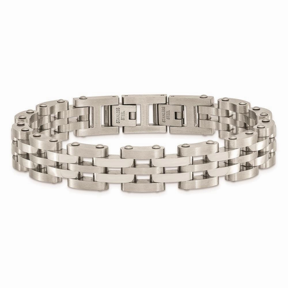 Stainless Steel Brushed and Polished 8.75in Link Bracelet