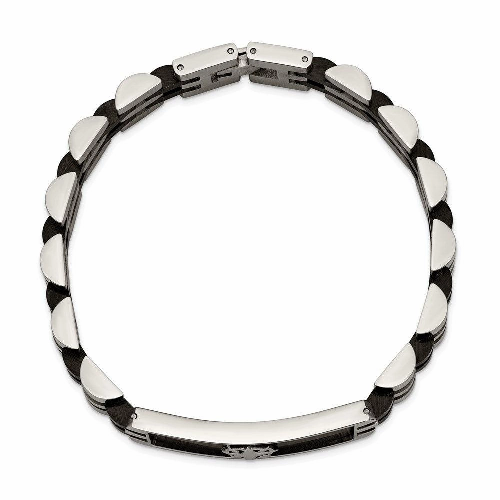 Stainless Steel Brushed and Polished Black IP-plated 8.25in ID Bracelet