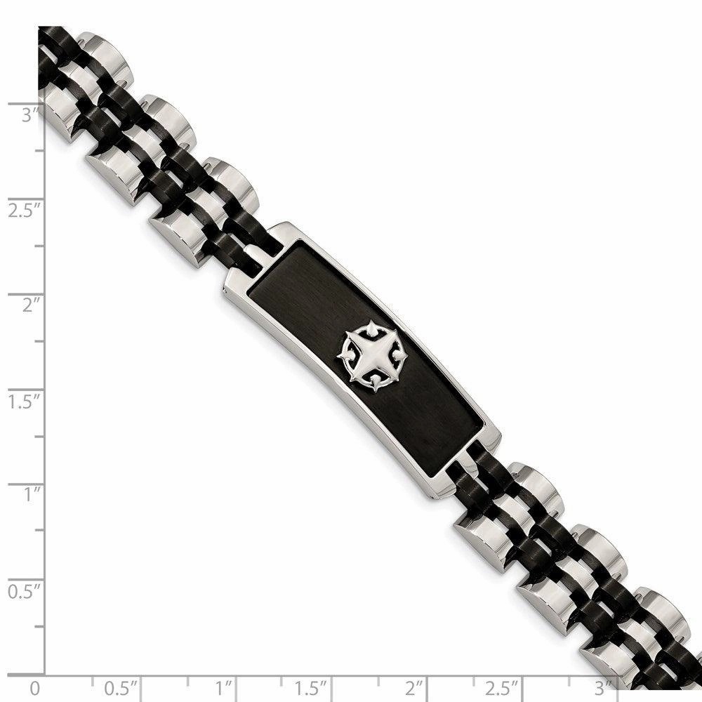 Stainless Steel Brushed and Polished Black IP-plated 8.25in ID Bracelet