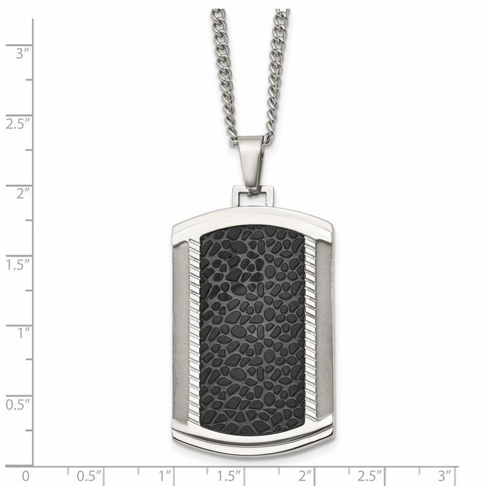 Stainless Steel Brushed and Polished Black IP-plated Dogtag Necklace