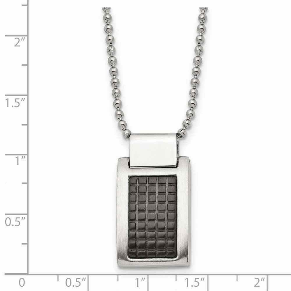 Stainless Steel Brushed and Polished Black IP Textured Necklace
