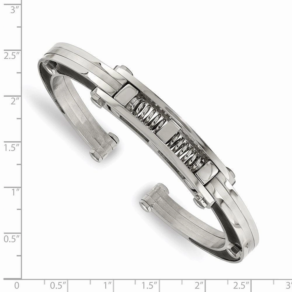 Stainless Steel Brushed and Polished Carbon Fiber Inlay Hinged Bangle