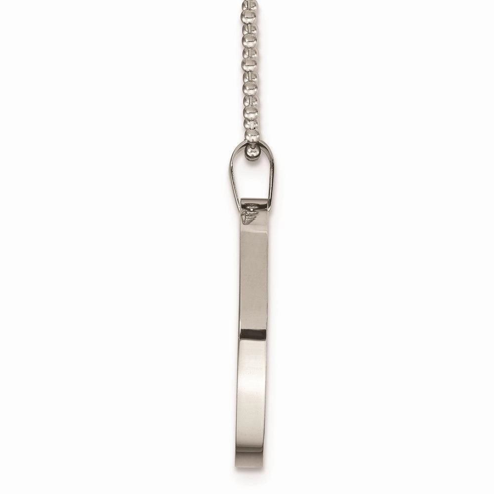 Stainless Steel Brushed and Polished Circle 4mm Thick Dog Tag Necklace