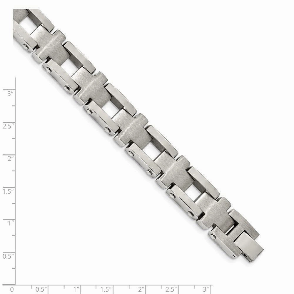 Stainless Steel Brushed and Polished Cross 8.5in Link Bracelet
