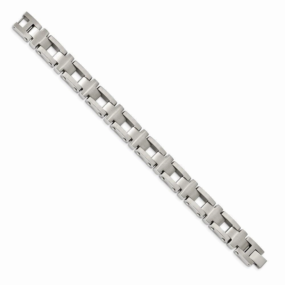 Stainless Steel Brushed and Polished Cross 8.5in Link Bracelet