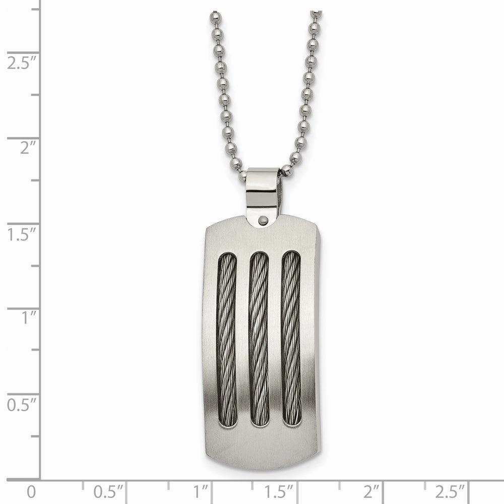 Stainless Steel Brushed and Polished Curved with Cable Necklace