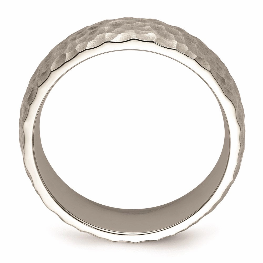 Stainless Steel Brushed and Polished Hammered 7.5mm Band | SR672