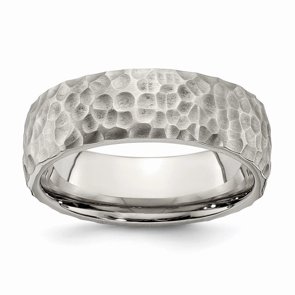 Stainless Steel Brushed and Polished Hammered 7.5mm Band | SR672