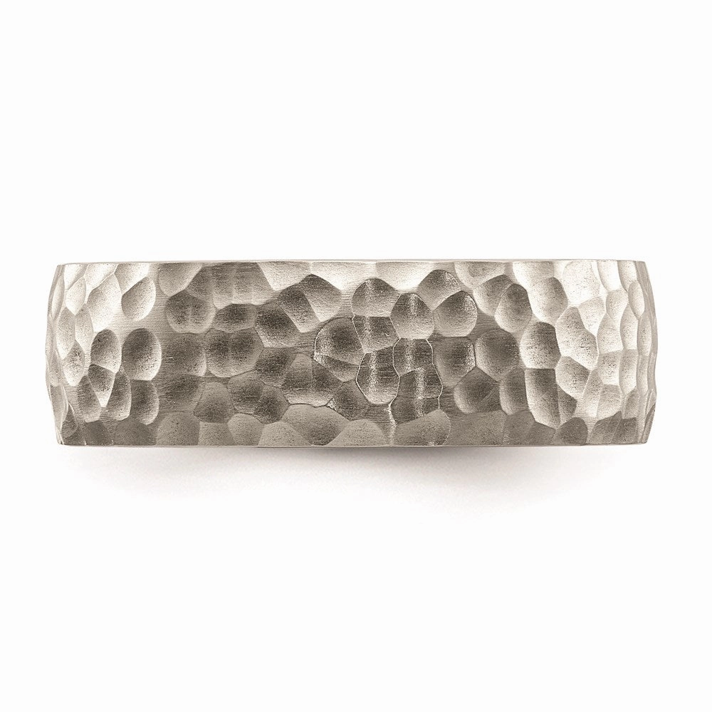 Stainless Steel Brushed and Polished Hammered 7.5mm Band | SR672