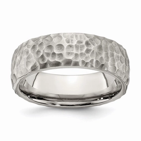 Stainless Steel Brushed and Polished Hammered 7.5mm Band | SR672