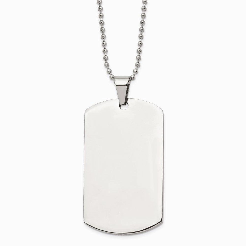 Stainless Steel Brushed and Polished Round Edge XLarge 4mm DogTag Necklace