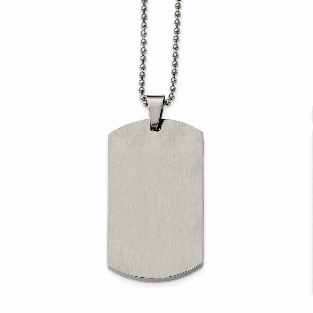 Stainless Steel Brushed and Polished Round Edge XLarge 4mm DogTag Necklace