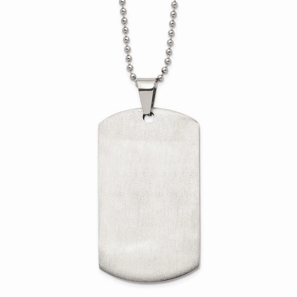 Stainless Steel Brushed and Polished Round Edge XLarge 4mm DogTag Necklace