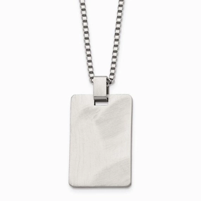 Stainless Steel Brushed and Scratch Finish Rectangle Necklace