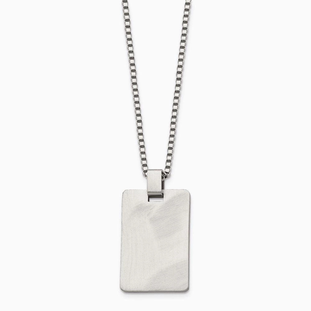Stainless Steel Brushed and Scratch Finish Rectangle Necklace
