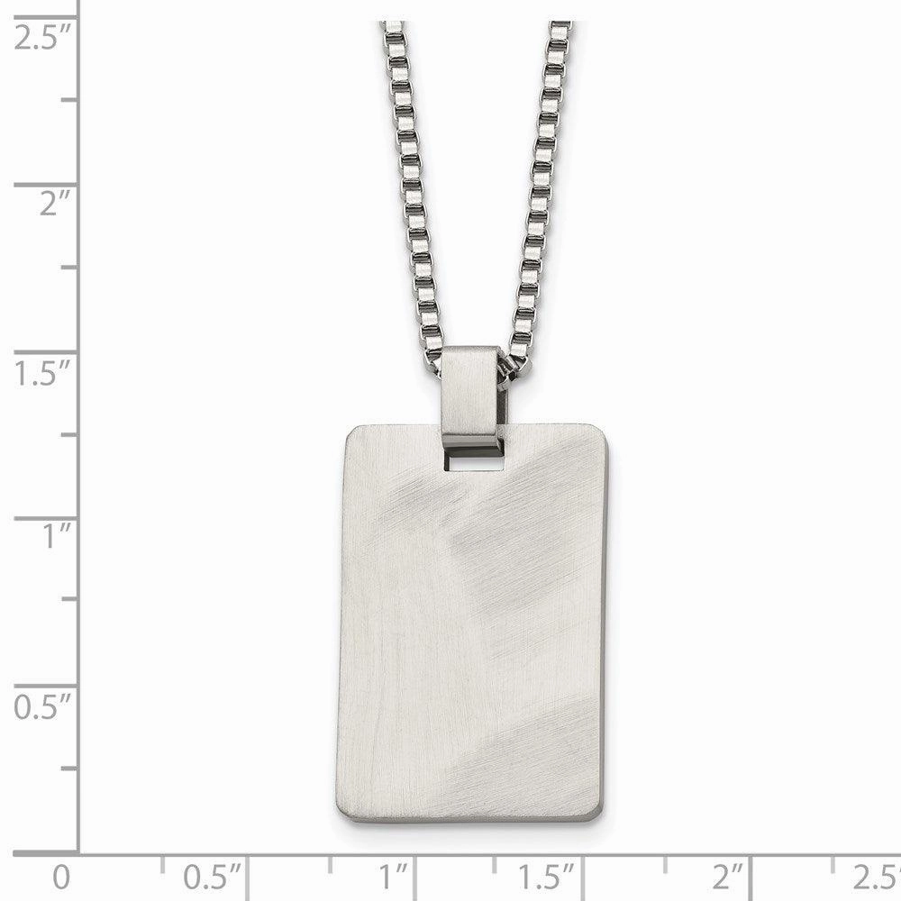 Stainless Steel Brushed and Scratch Finish Rectangle Necklace