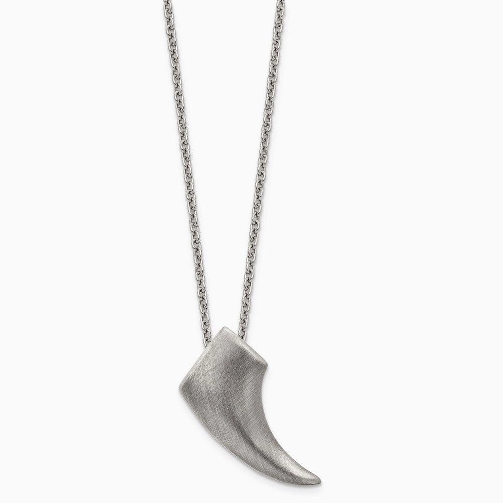 Stainless Steel Brushed Antiqued Claw Necklace