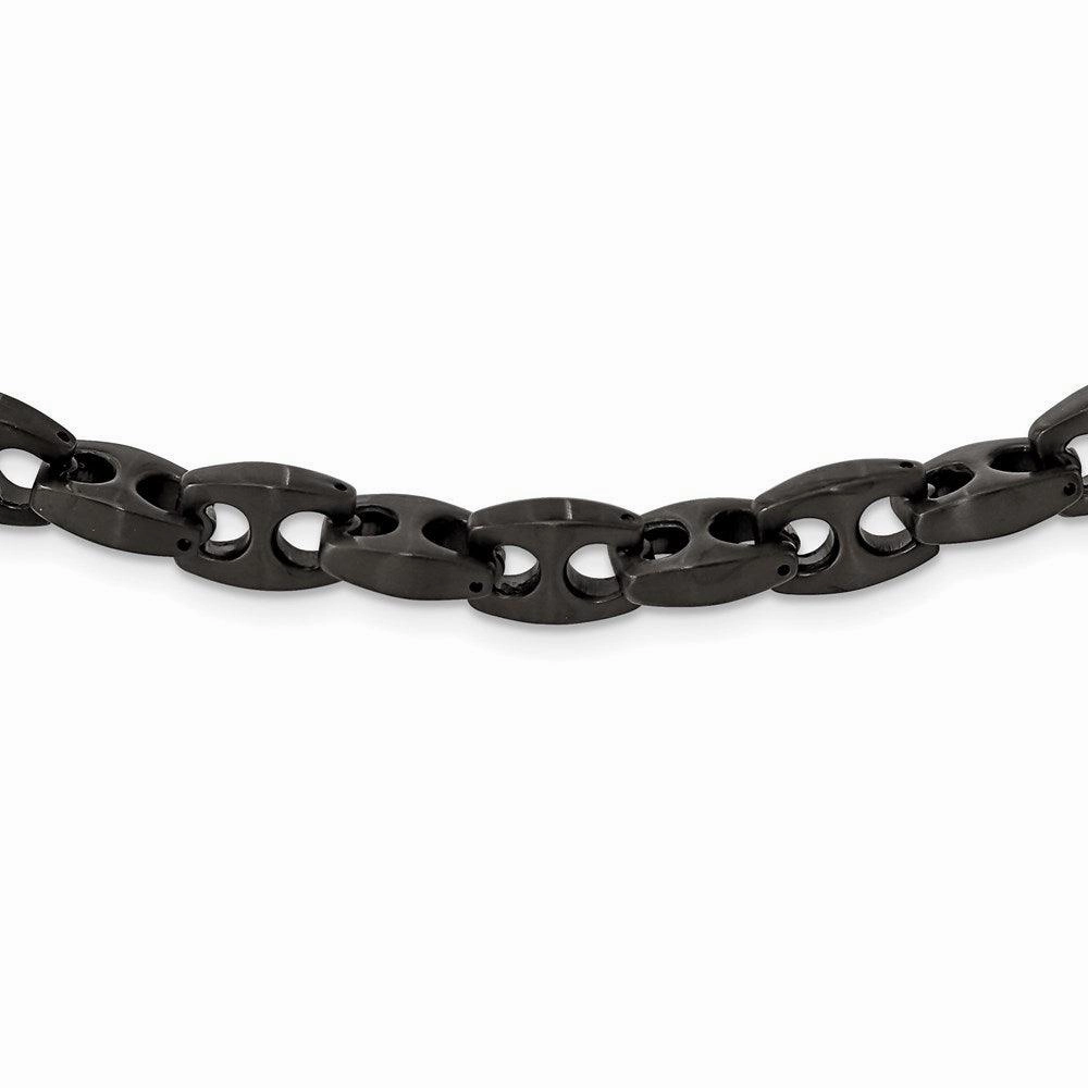 Stainless Steel Brushed Black IP Link Necklace
