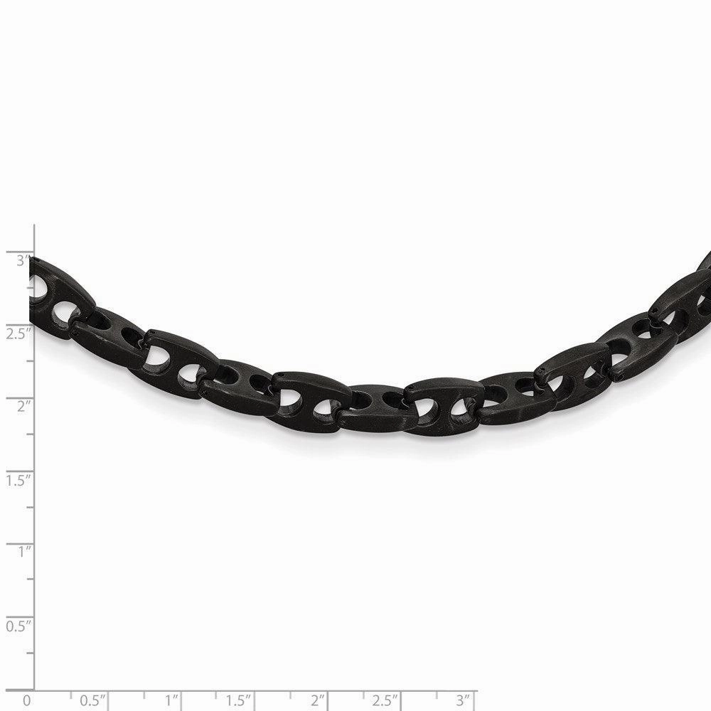 Stainless Steel Brushed Black IP Link Necklace