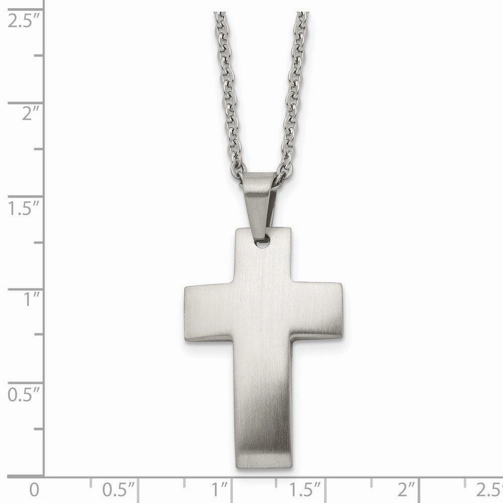 Stainless Steel Brushed Cross Necklace
