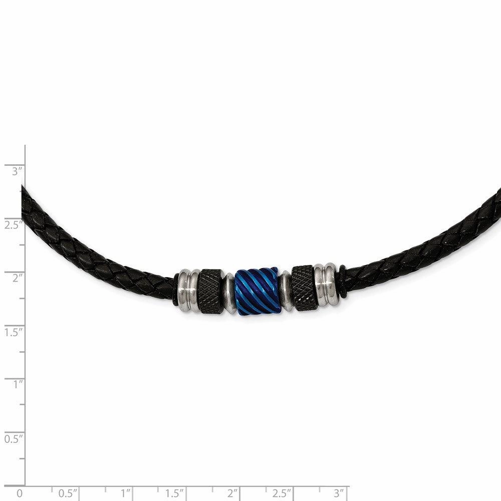 Stainless Steel Brushed/Polished Blk IP Blue IP Blk Rubber Blk Leather Neck
