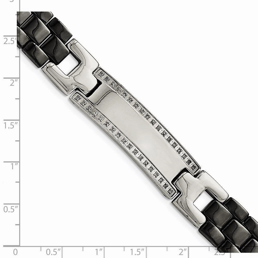 Stainless Steel/Ceramic Polished 1/4ct tw. Diamond 8.75in Bracelet