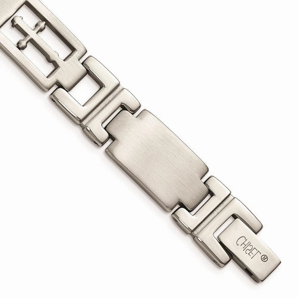 Stainless Steel Cross 8.25in Bracelet