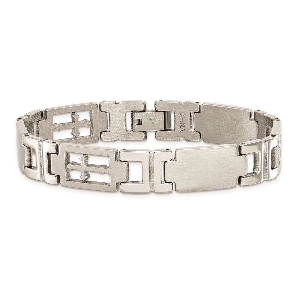 Stainless Steel Cross 8.25in Bracelet