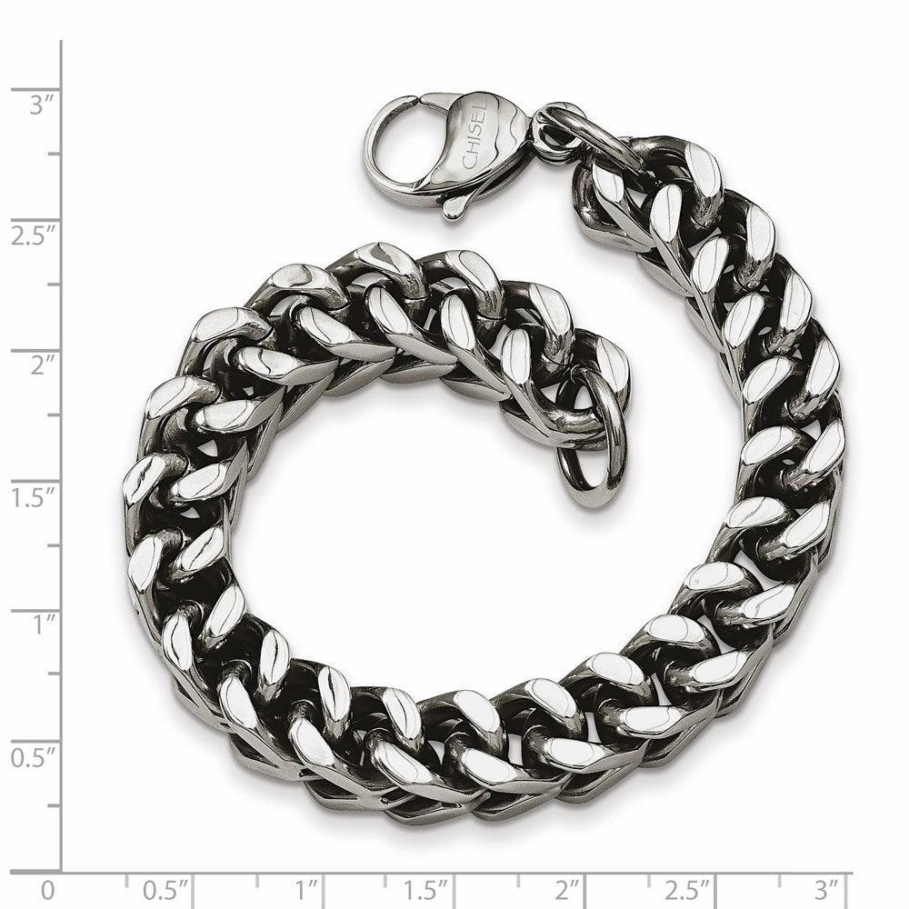 Stainless Steel Heavy Wheat 9.5in Bracelet