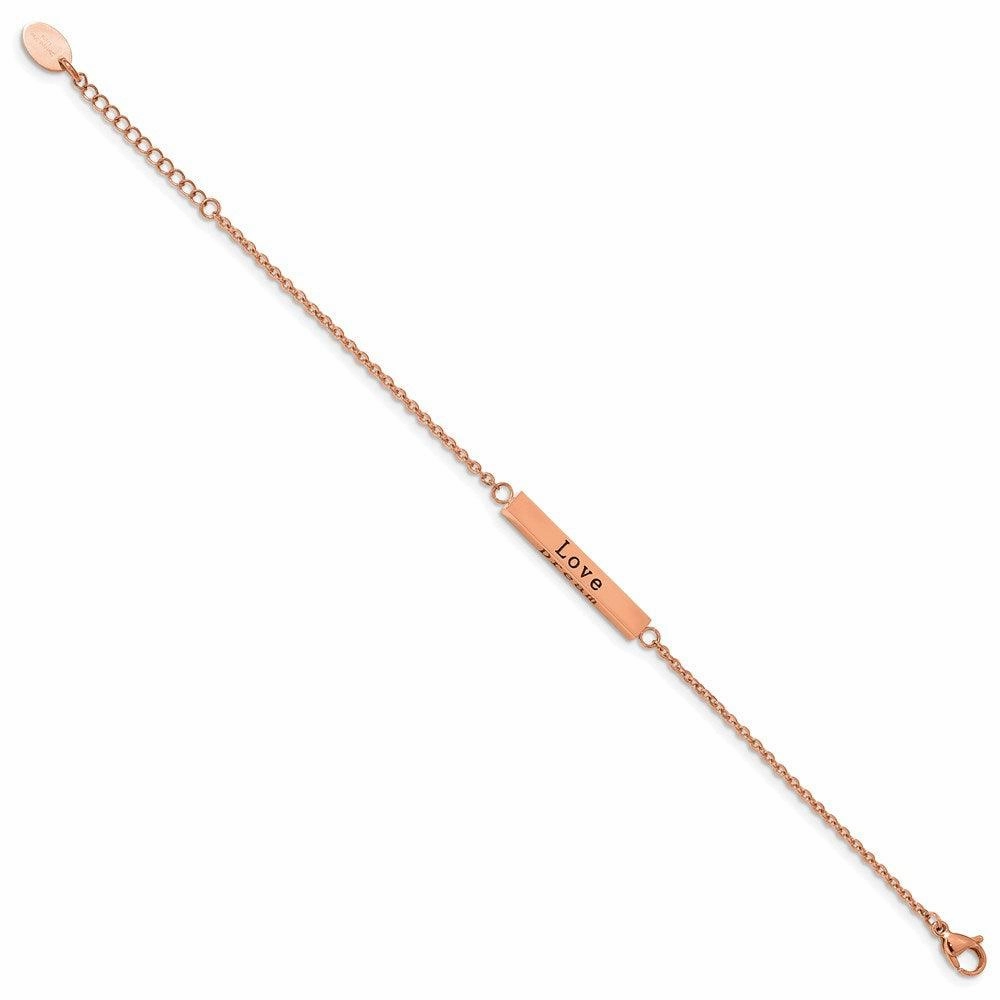 Stainless Steel IP-plated Rose CZ Enjoy the little w/1.5in ext Bar Bracelet