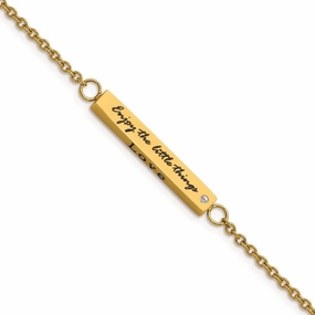 Stainless Steel IP-plated Yellow CZ Enjoy the little w/1.5in ext Bar Bracel
