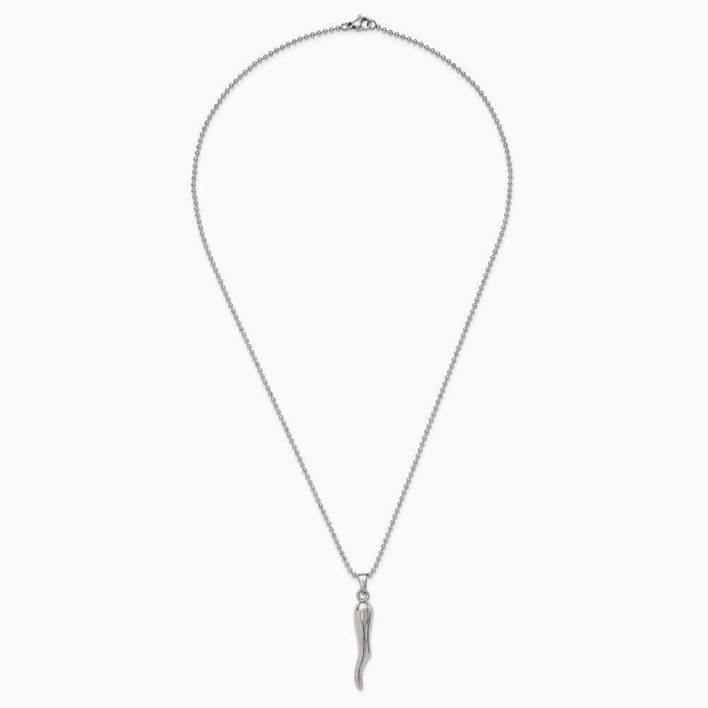 Stainless Steel Italian Horn Necklace