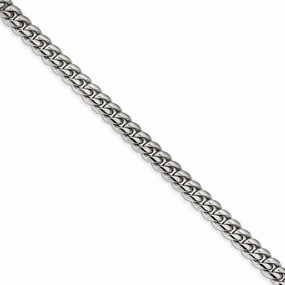 Stainless Steel Polished 8.25in Curb Chain Bracelet