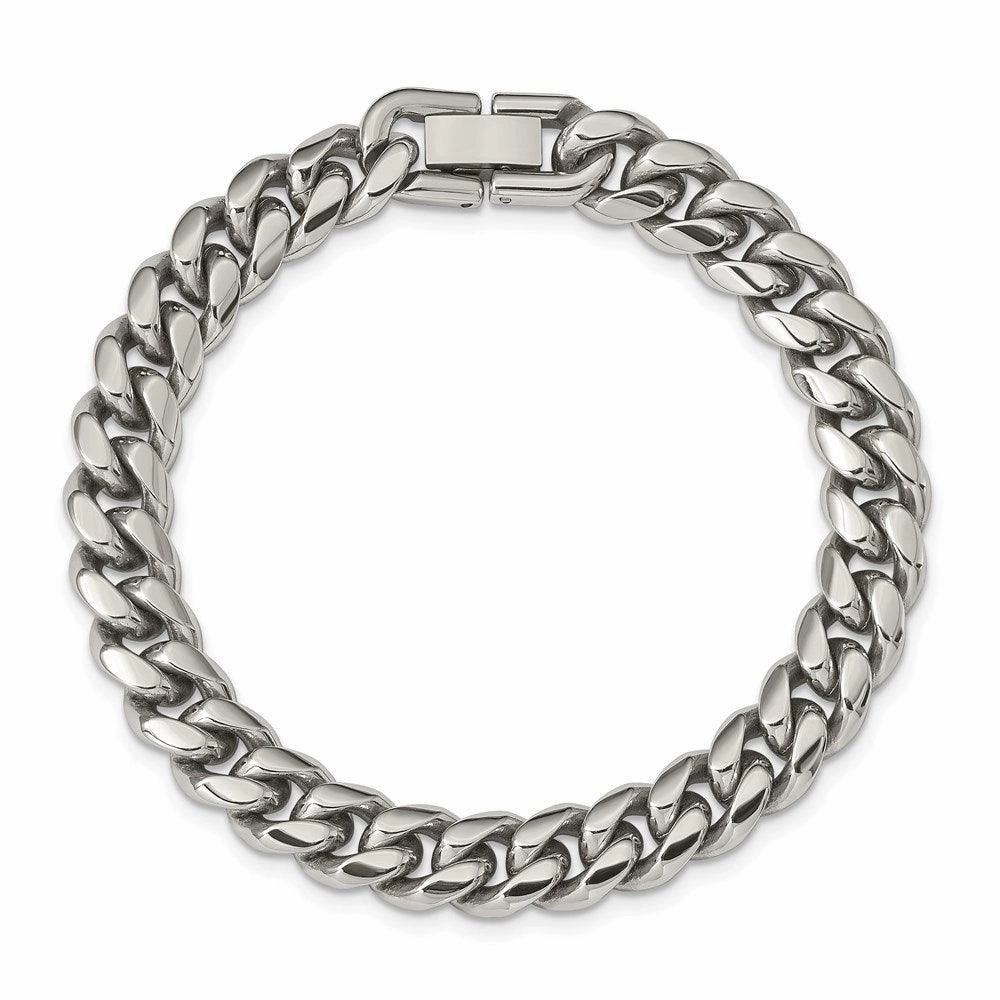 Stainless Steel Polished 8.25in Curb Chain Bracelet