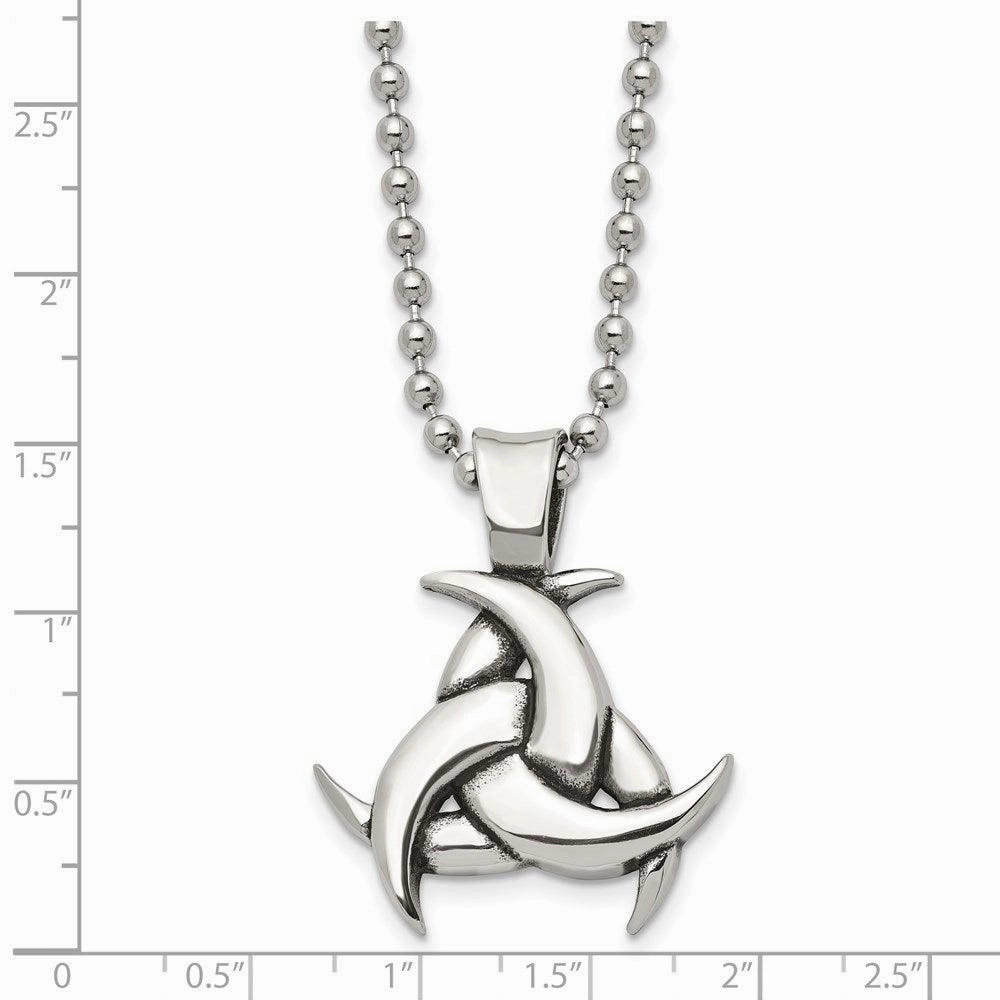 Stainless Steel Polished & Antiqued Celtic Knot 22in Necklace