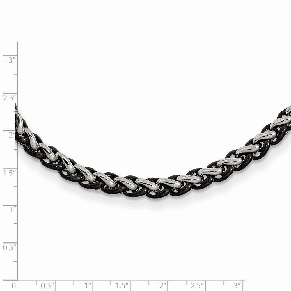 Stainless Steel Polished & Black IP-plated 24in Necklace