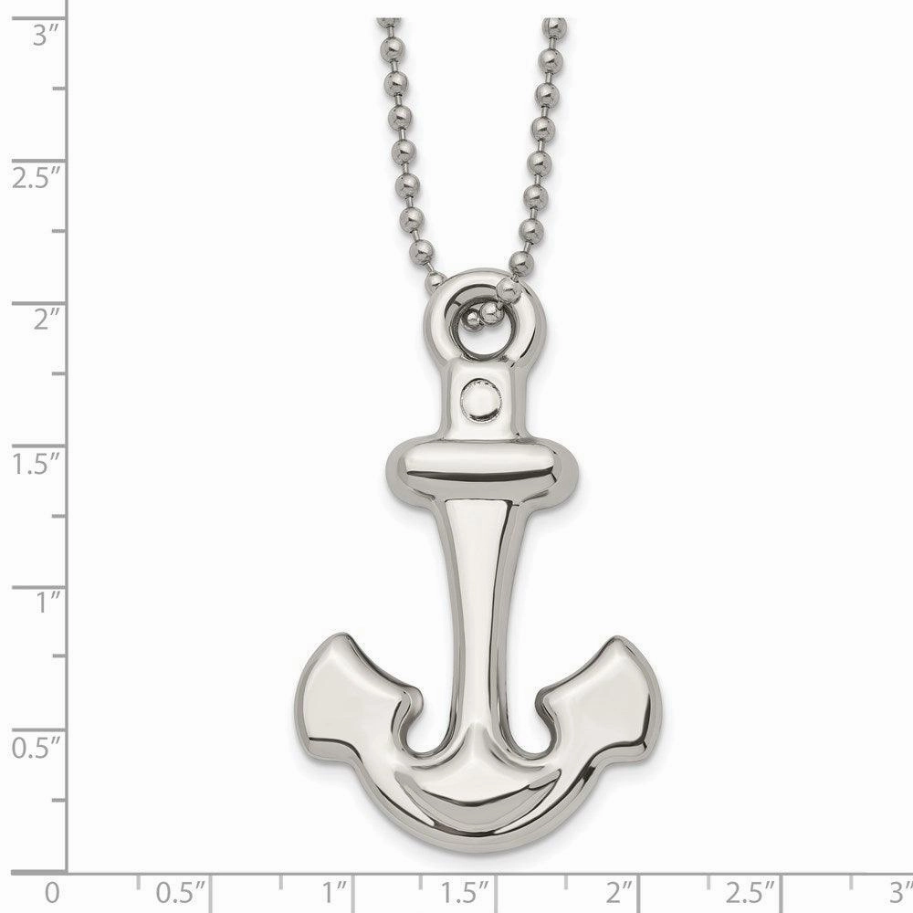 Stainless Steel Polished Anchor Mariner Cross Necklace